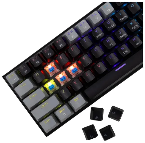 Klawiatura gamingowa White Shark Wakizashi Blue przewodowa mechaniczna podświetlana czarno-szara