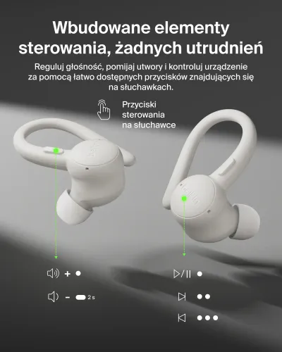 Słuchawki bezprzewodowe Belkin SoundForm ActiveFit Dokanałowe z zaczepami Bluetooth 5.4 Kremowy
