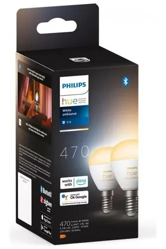 Inteligentna żarówka PHILIPS HueWA Luster E14 5.1 W Bluetooth, ZigBee (2 szt.)