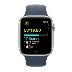 Apple Watch SE GPS + сотовый 44 мм алюминиевый серебристый / штормовой синий спортивный ремешок M / L