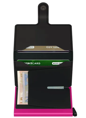 Kompaktowy portfel RFID Secrid Miniwallet Matte - black / fuchsia