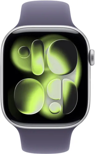 Apple Watch 11 GPS 46mm koperta z aluminium (srebrny) + pasek sportowy rozmiar S/M (mleczny fiolet)