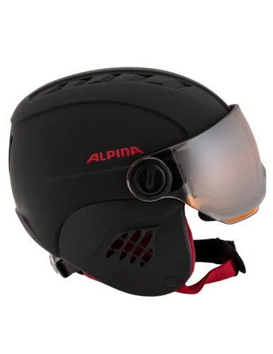 Kask snowboardowy dziecięcy ALPINA CARAT LE VISOR black red - Rozmiar - S