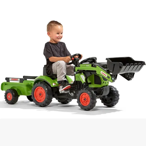 Falk Traktor Claas Zielony z Przyczepą i Łyżką na Pedały od 2-5 lat