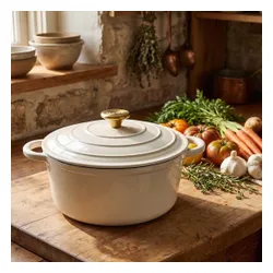 Emaliowany Garnek Żeliwny 24Cm 4L Hage Cream