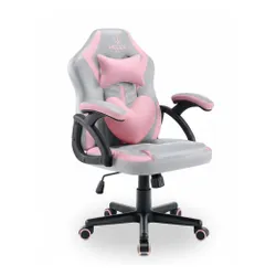 Fotel gamingowy HELL'S CHAIR HC- 1001 Kids Szaro-różowy