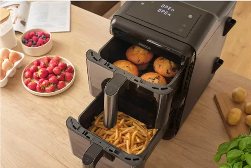 Air Fryer Frytkownica beztłuszczowa SENCOR SFR 1250BK 11.6l z podwójnym koszem, 10 automatycznymi programami i okienkiem do obserwacji postępów