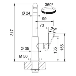 Bateria FRANKE Maris Slim L Pull-Out 115.0728.394 Czarny mat