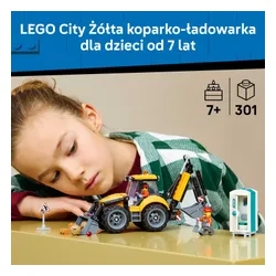 LEGO City 60480 Żółta koparko-ładowarka, zestaw klocków 7+