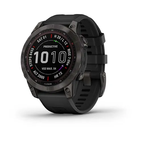 Smartwatch Garmin Fenix 7 Sapphire Solar Czarny Tytan DLC z czarnym paskiem (010-02540-35)