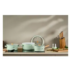 Zestaw garnków GERLACH Natur Enamel Pastelowa zieleń (6 elementów)