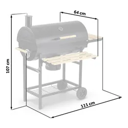 Grill węglowy ogrodowy Berdsen BD-895 z półkami beczka z kominem + termometr + popielnik
