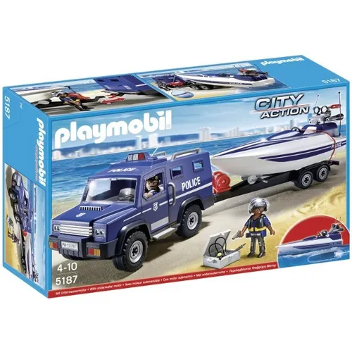 Playmobil 5187 полицейский внедорожник с моторной лодкой