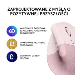 Myszka Logitech Lift praworęczny - różowy