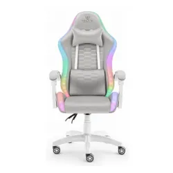 Fotel HELL'S CHAIR HC-1000 LED RGB Szaro-biały