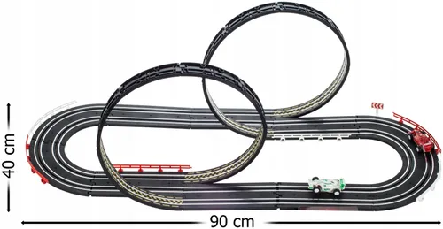 Elektryczny tor wyścigowy XXL 388 cm z 2 autkami 2 pilotami i pętlami 360