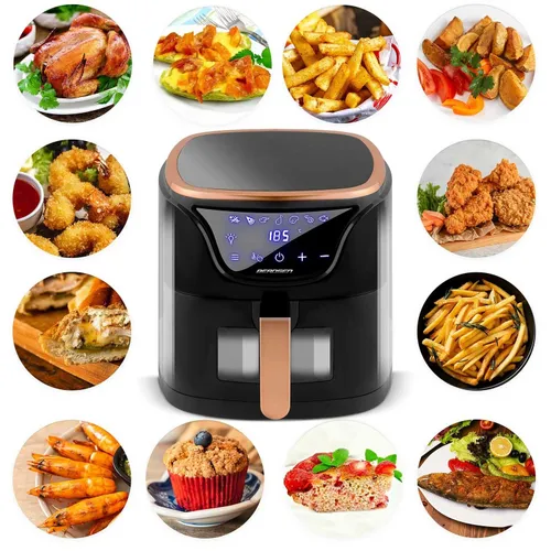 Frytkownica beztłuszczowa Air Fryer BERDSEN BD-652 5l Czarno-złoty