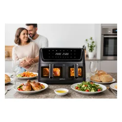 Air Fryer Frytkownica beztłuszczowa ELDOM FR220 Dualo 11l z podwójnym koszem i okienkiem do obserwacji postępów gotowania