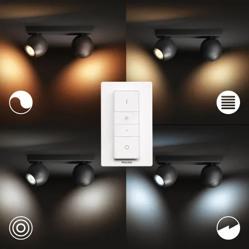 Oświetlenie punktowe Philips Hue White Ambiance Buckram 192794 Czarny