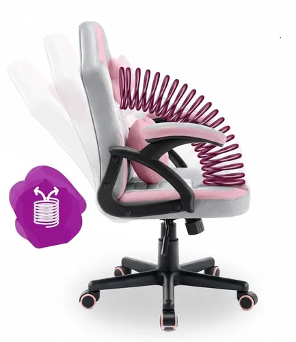 Fotel gamingowy HELL'S CHAIR HC- 1001 Kids Szaro-różowy