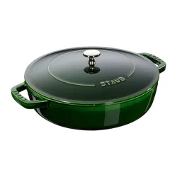 STAUB Stewing 28 cm zielona - patelnia żeliwna z pokrywką