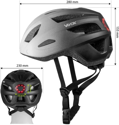 Kask rowerowy VAYOX Active VA0424WBL Biało-czarny MTB z lampką (rozmiar L)