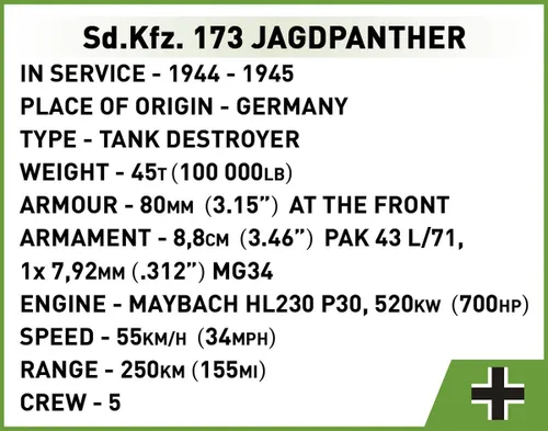 Конструктор COBI Historical Collection WWII Sd.Kfz.173 Jagdpanther 950 шт.