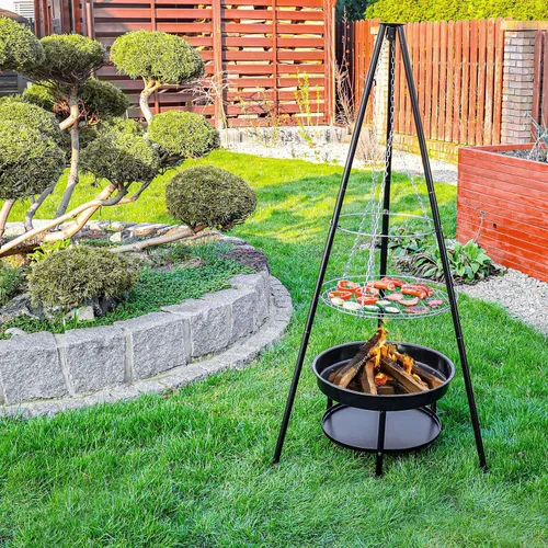 Palenisko trójnóg duży grill ogniskowy ogrodowy wiszący 2w1
