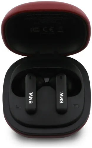 Słuchawki dokanałowe BMW Leather Metal Logo ANC Czerwony
