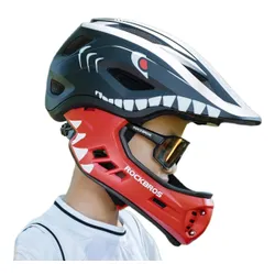 Kask rowerowy ROCKBROS TT-32006 Shark Czarny Full Face dla Dzieci z odkręcaną szczęką (rozmiar S)