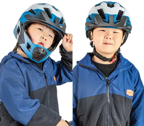 Kask rowerowy ROCKBROS TS-61 10110061002 Niebieski Full Face dla Dzieci z odkręcaną szczęką (rozmiar M)