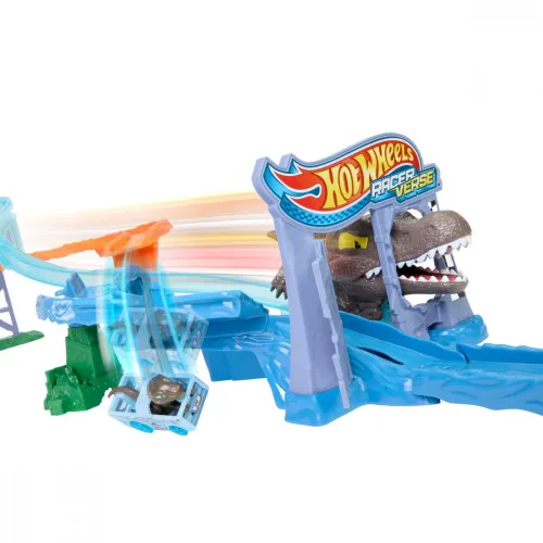 Hot Wheels Tor samochodowy Racer Verse Jurassic World Morski dinopościg