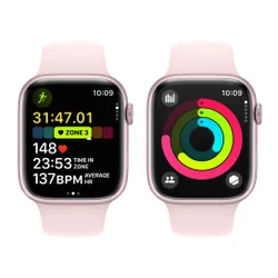 Apple Watch 9 GPS + сотовый 45 мм алюминиевый розовый / Розовый Спортивный ремешок M / L