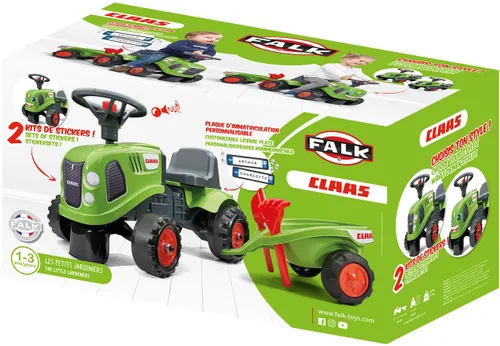 Falk Traktorek Baby Claas Zielony z Przyczepką + akc. od 1-3 lat