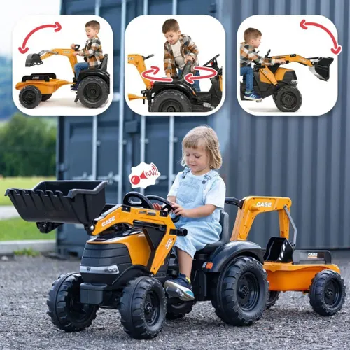 Falk Traktor Na Pedały Case Ce Z Koparką Ładowarką I Przyczepą 3-7 Lat