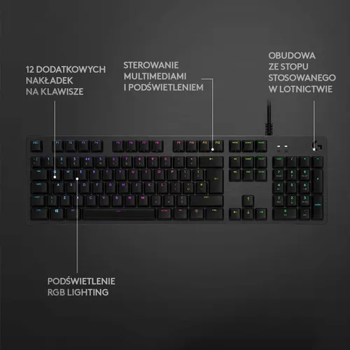 Klawiatura mechaniczna Logitech G512 Carbon - GX Red Linear