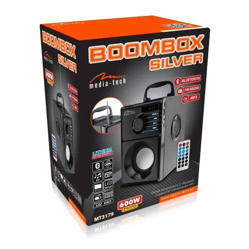 Głośnik Bluetooth Media-Tech BOOMBOX SILVER MT3179 15W Radio FM Czarny