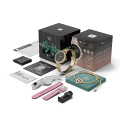Smartwatch STELIO Lusso Gem AI 38mm Złoty + Bransoletka YES