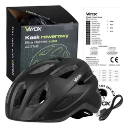 Kask rowerowy VAYOX Active VA0424BML Czarny MTB z lampką (rozmiar L)
