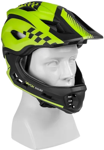 Kask rowerowy VAYOX Enduro VA0421GM Zielony Full Face z odpinaną szczęką (rozmiar M)