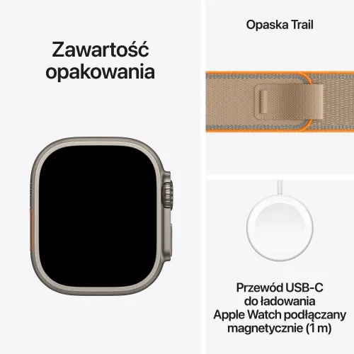 Apple Watch Ultra 4 GPS + Cellular koperta z tytanu Naturalna 49mm Opaska Trail w kolorze piasku Rozmiar S/M