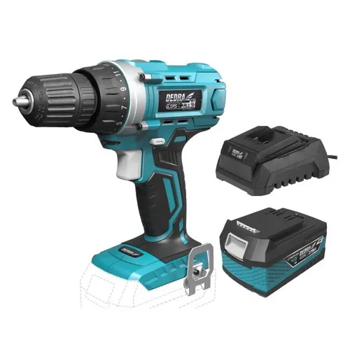 Wiertarko-wkrętarka DEDRA DED7040 + Akumulator DEDRA DED7034 SAS+ALL 4Ah 18V + Ładowarka DEDRA DED7038 SAS+ALL