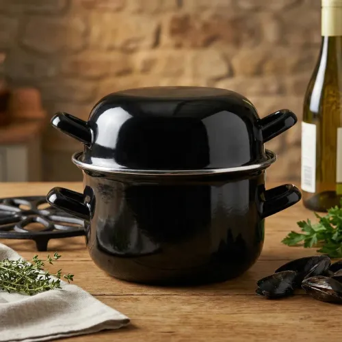 Garnek emaliowany do muli małż i owoców morza Tadar 2w1