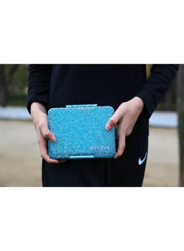 Śniadaniówka / lunchbox dziecięcy Yumbox Snack - twinkle aqua glitter / aqua clear