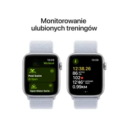 Apple Watch SE 2gen GPS koperta 44mm z aluminium Srebrny opaska sportowa Błękitny obłok