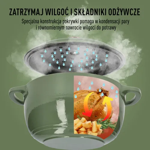 BROWIN Szałwiowy 4 l - garnek żeliwny emaliowany