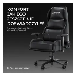 Fotel Anda Seat X1 Gaming Sofa Elegant Black Gamingowy do 120kg Skóra Eco Czarny
