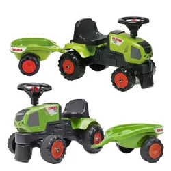 Falk Traktorek Baby Claas Axos 310 Zielony z Przyczepką od 1 roku