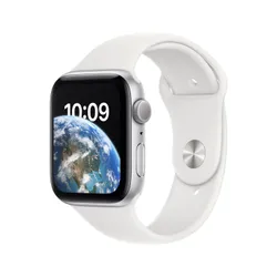 Apple Watch SE GPS 44mm алюминий, серебристый / белый Спортивный ремешок