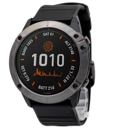 Smartwatch Garmin Fenix 6X Pro Solar tytanowo-szary z powłoką DLC i czarnym paskiem (010-02157-21)